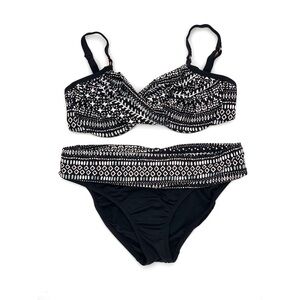 SWIM SYSTMS Castle Rock Bikini Swimsuit Black White M?